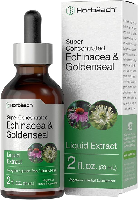 Horbäach Echinacea Goldenseal Liquid Extract | 2 fl oz | Alcohol Free Tincture Drops | Vegetarian, Non-GMO, Gluten Free