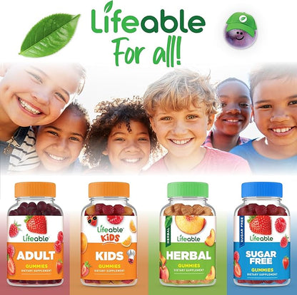 Lifeable Vitamin B12 for Kids | 1000 mcg | Great Tasting Vitamin B12 Gummies | Gluten Free, Vegan B12 Vitamins | B12 Vitamins for Energy, Mood and Nervous System Support | 90 Gummies
