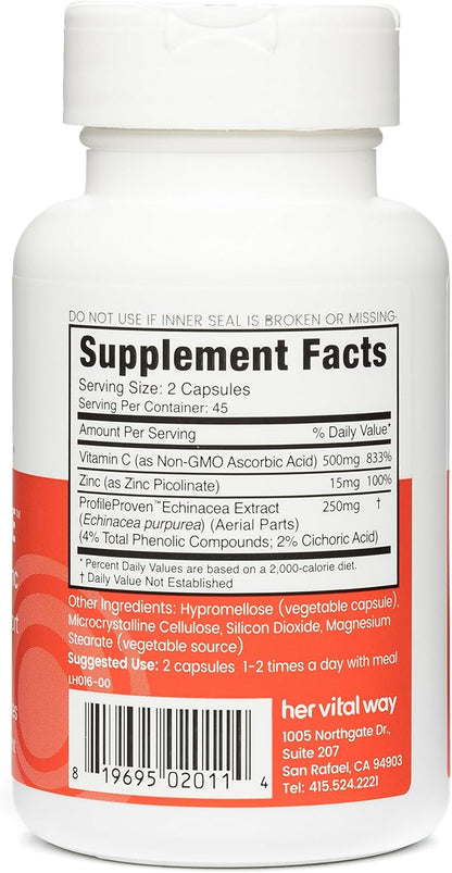 Our Defense Immune Support Supplement - Echinacea, Vitamin C, and Zinc Supplement - Premium Non-GMO Immune Booster for Adults (90 Vegetarian Capsules)