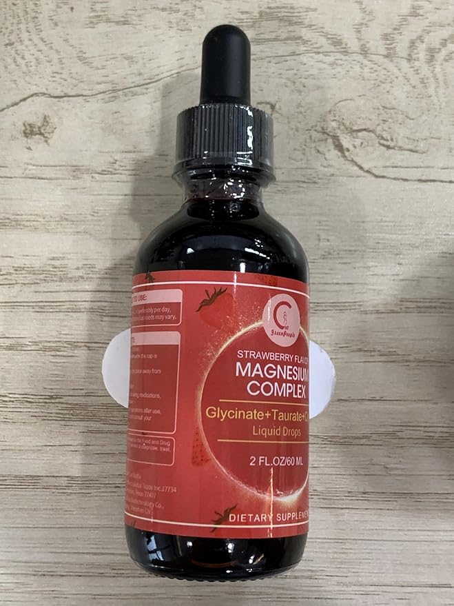 Triple Magnesium Complex Liquid Drops, Magnesium Supplement with Magnesium Glycinate, Taurate & Citrate, Calcium, Potassium, Non-GMO, Cranberry Flavor, 2 Fl OZ