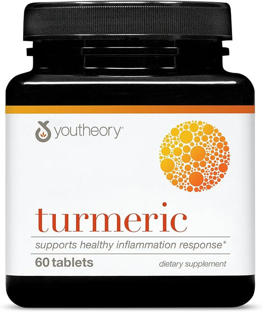 Youtheory Turmeric - Antioxidant & Joint Support Supplement for Men & Women - Contains Black Pepper Extract - Vegan - Dairy, Soy & Gluten Free - 60 Tablets
