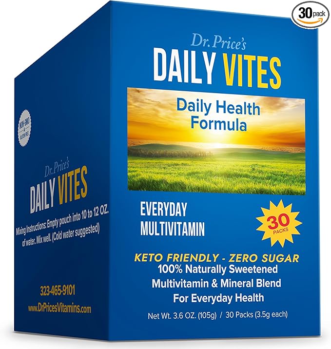 Dr. Price's Vitamins Multivitamin for Women and Men - Supplement Powder Packs - 30 Packets - B Complex Vitamin Supplement - Daily Vites - Minerals for Water - No Sugar, Non GMO, Gluten Free Drink Mix