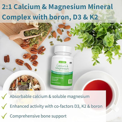 Vegan Omega-3 + Calcium & Magnesium Complex Vegan Bundle, Sustainable EPA & DHA Algae Oil 1340mg + 2:1 Plant Based Algae Mineral Complex, by Igennus