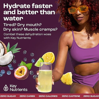 KEY NUTRIENTS Hydration Packets - 5 Delicious Flavors in Electrolytes Powder Packets No Sugar 10 Pack - No Calories, Gluten Free Electrolytes Powder Packets, Non GMO, Made in USA