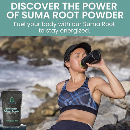 Holistic Bin Wild Harvested Root Ginseng Powder – Brazilian Suma Root Ginseng for Tea & Smoothies – Adaptogen Extract – Non GMO – 50 Grams