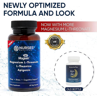 Clinically Studied – Premium High Absorption Magnesium Sleep Supplement – Magnesium L-Threonate L-Theanine Apigenin – Sleep & Stress Support – Third Party Tested – Made in USA – Gluten Free