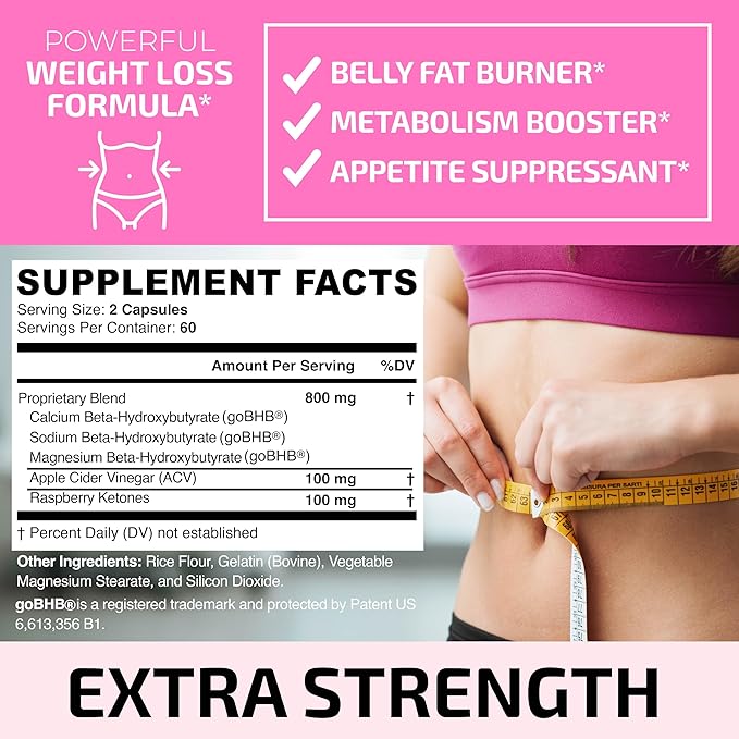 Fat Burners For Women | Weight Loss Pills for Women Belly Fat | Raspberry Ketones | Appetite Suppressant, Metabolism Booster & Bloating Relief | Diet Pills, Weight Loss Supplements | 120 Capsules