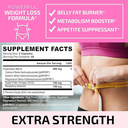 Fat Burners For Women | Weight Loss Pills for Women Belly Fat | Raspberry Ketones | Appetite Suppressant, Metabolism Booster & Bloating Relief | Diet Pills, Weight Loss Supplements | 120 Capsules