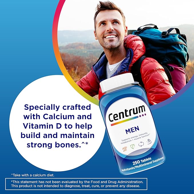 Centrum Multivitamin for Men, Multivitamin/Multimineral Supplement with Vitamin D3, B Vitamins and Antioxidants, Gluten Free, Non-GMO Ingredients - 200 Count