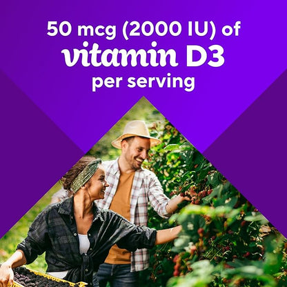 Vitafusion Vitamin D3 Gummy Vitamins for Bone and Immune System Support, Peach, Blackberry and Strawberry Flavored, 50 mcg Vitamin D, America’s Number 1 Gummy Vitamin Brand, 75 Day Supply, 150 Count