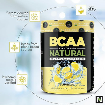 Nutrology Greens & Fruits Powder-Naturally Sourced Superfood, Vanilla Cinnamon (30 Servings) BCAA Natural, Plant Based BCAA Powder, Lemonade Flavor (30 Servings)