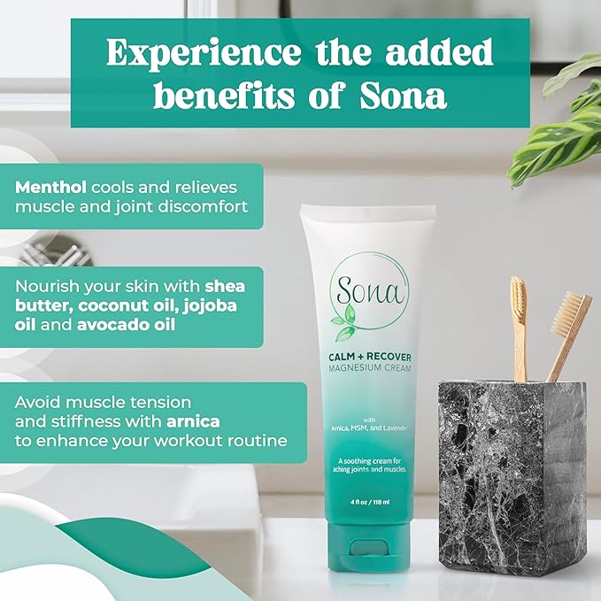 Magnesium Cream with Arnica, MSM, Menthol, and Lavender – Topical Magnesium Lotion for Sleep Support and Leg Cramps, Apply to Back, Legs, Feet and Neck – 4 oz