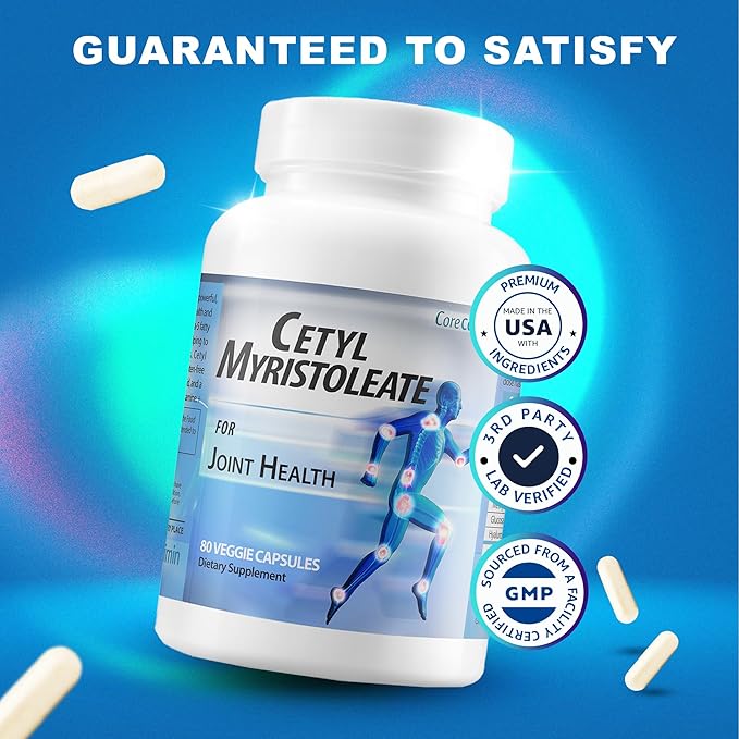 Cetyl Myristoleate - Omega 5 Fatty Acid - Ultra Support for Relief from Joint Discomfort and Stiffness - Also Includes Glucosamine, MSM & Hyaluronic Acid - 80 Capsules