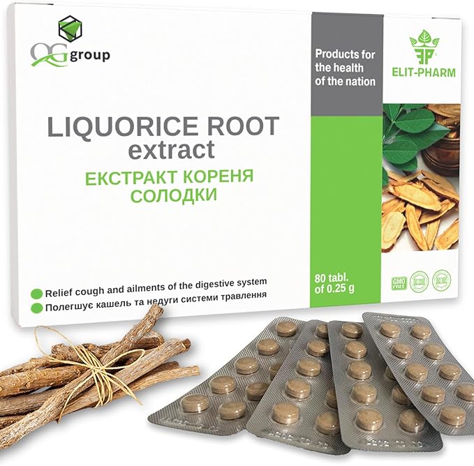 QG group Pure Licorice Root Extract (80 Tablets - 200mg Each) Dietary Supplement for Digestive and Immune Health Support. Liquorice Root Supplement for Men & Women