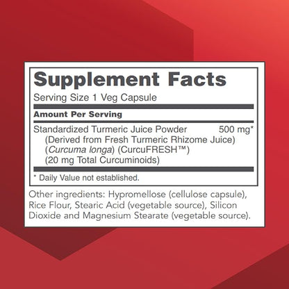 PROTOCOL FOR LIFE BALANCE CurcuFresh - 40x Absorption - Turmeric Juice Powder - with Curcuminoids - from Curcuma Longa - Vegan & Non-GMO - 60 Veg Capsules