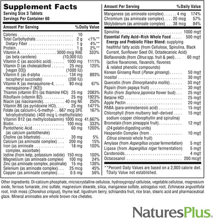Natures Plus Source of Life - 180 Tablets, Pack of 3 - Multi-Vitamin & Mineral Supplement - Supports Natural Energy & Overall Well-Being - Gluten Free, Vegetarian - 180 Total Servings