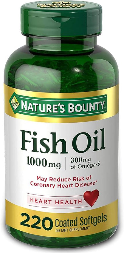 Nature's Bounty Fish Oil 1000 mg Coated Softgels, 220 Count