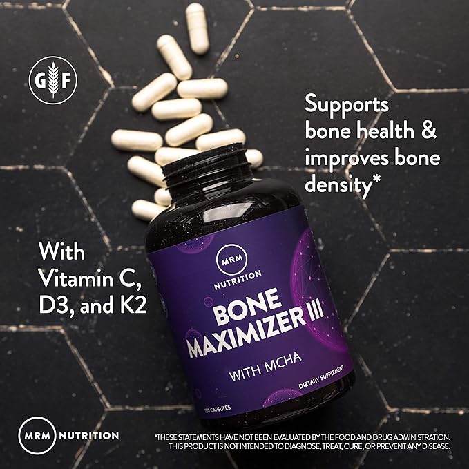 MRM Nutrition Bone Maximizer® III | with MCHA + Vitamin D3 + Vitamin K2 | Bone Health | High Potency | Key Vitamins and Minerals for Bones | 50 Servings