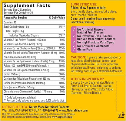 Nature Made Multivitamin For Her, Womens Multivitamin for Daily Nutritional Support, Multivitamin for Women, 70 Gummies, 35 Day Supply