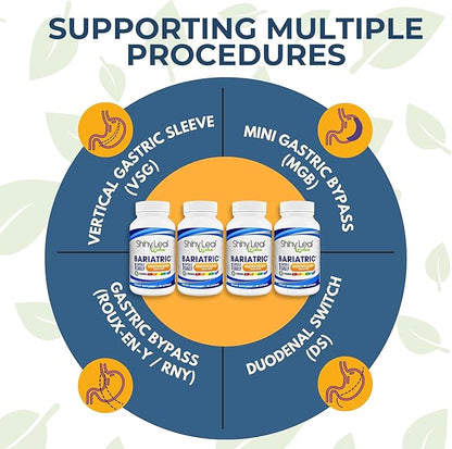 Shiny Leaf Bariatric Multivitamin Without Iron - Vitamins for Gastric Bypass & Sleeve, 1 Daily Capsule W Vitamin A, C, D, Biotin, Zinc, B12, K, Vegetarian, Soy-Free, GMP Cert., Made in USA (360 Ct.)