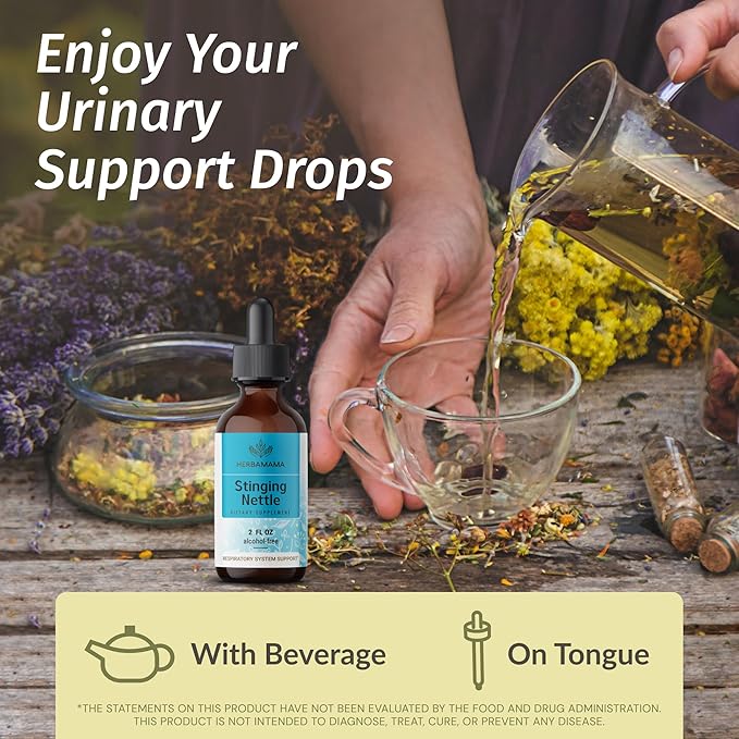 HERBAMAMA Herbal Liquid Drops Kit - Bundle of Stinging Nettle 2 fl oz & Turmeric Curcumin Tincture 4 fl oz - Vegan, Non-GMO, Sugar & Alcohol-Free - 2 Pack