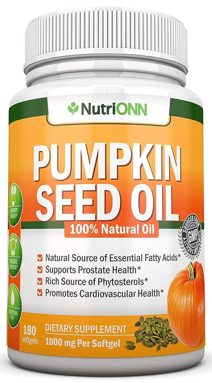 NutriONN Pumpkin Seed Oil Softgels Lycopene Capsules Combo - Targeted Support for Prostate & Urinary Health