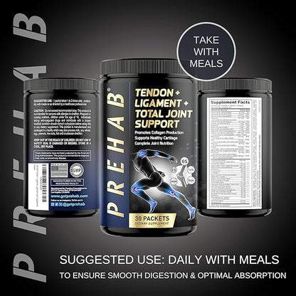 PREHAB Tendon + Ligament + Total Joint Support | Joint Supplement for Athletes | 40 Ingredient Super Complex | Glucosamine Chondroitin MSM Turmeric Boswellia | Premium Tendon Ligament Joint Supplement