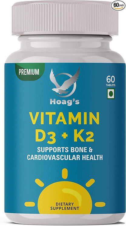Vitamin K2 (MK7) with D3 Supplement Bone and Heart Health Non-GMO Formula 5000 IU Vitamin D3 & 100 mcg Vitamin K2 MK-7 Easy to Swallow Vitamin D & K Complex, 60 Tablets