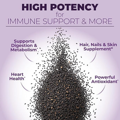 Black Seed Oil Capsules | Cold Pressed Blackseed Oil. Provides Vitamin E & Omega 3 6 9. High Potency (1500mg) for Immune Support, Antioxidants, Digestion, Hair Skin and Nails. Vegan. Non-GMO. 90 Caps