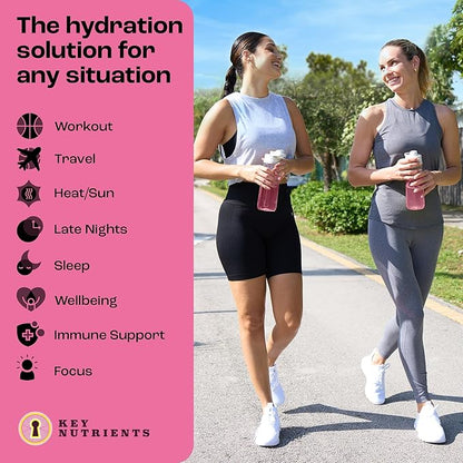 KEY NUTRIENTS Electrolytes Powder Packets - Fresh Pink Lemonade 20 Pack Hydration Packets - Travel Hydration Powder - Made in USA - No Sugar, No Calories, Gluten Free