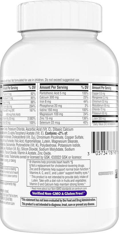 Centrum Minis Silver Women's Multivitamin for Women 50 Plus, Multimineral Supplement with Vitamin D3, B Vitamins, Non-GMO Ingredients, Supports Memory and Cognition in Older Adults - 280 Ct