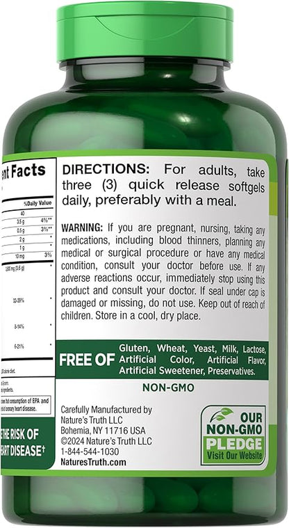 Nature's Truth Omega 3-6-9 Softgels | 3600mg | 120 Count | Fish, Flax, & Borage Oil | Triple Strength | Non-GMO & Gluten Free Supplement