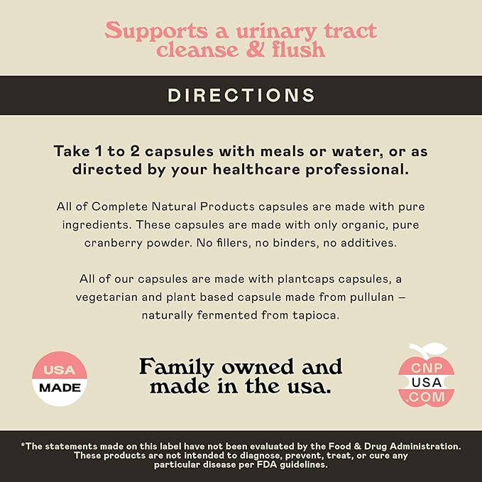 Organic Cranberry Capsules - 100 Count - 475 mg Supplement - Vegan Natural Cranberry Concentrate & Powder Pills