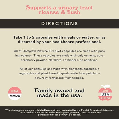 Organic Cranberry Capsules - 100 Count - 475 mg Supplement - Vegan Natural Cranberry Concentrate & Powder Pills