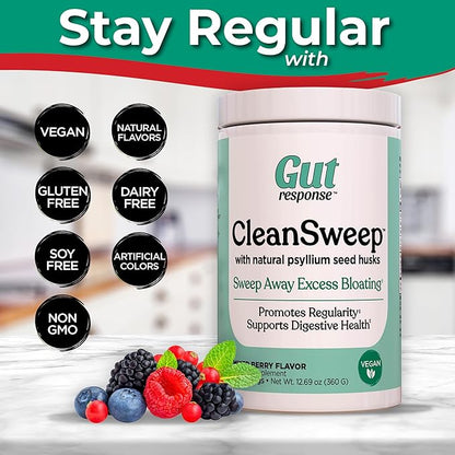 CleanSweep with Natural Psyllium Seed Husks & Beet Fiber, Natural Healthy Detox, Promotes Bloating Relief, Weight Management, Facilitates Bowel Regularity, Mixed Berry Flavor, 60 Servings