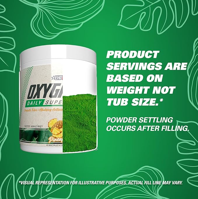 EHP Labs OxyGreens Super Greens Powder - Spirulina & Chlorella Superfood, Green Juice Powder & Greens Supplements with Prebiotic Fibre, Antioxidants & Immunity Support, 30 Serves (Pineapple)