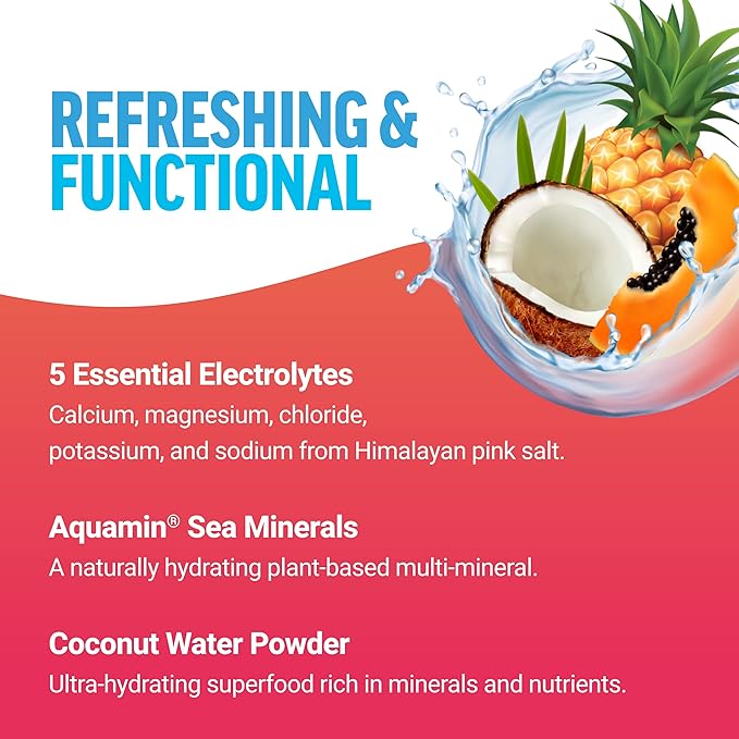 FORCE FACTOR Liquid Labs Electrolytes Powder, Hydration Packets to Make Electrolyte Water with 5 Essential Electrolytes, Vitamins, and Antioxidants, Tropical Fruit Flavor, 40 Stick Packs, 2-Pack