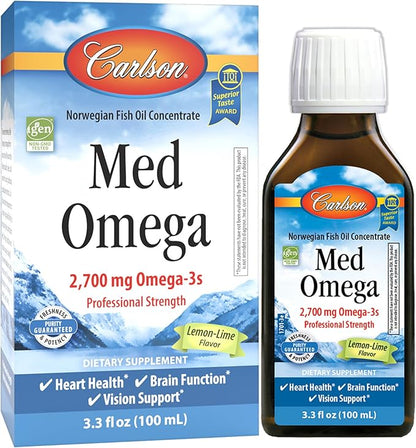 Carlson Med Omega, Lemon-Lime, 2,700 mg Omega-3s, 100 mL