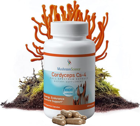 Cordyceps CS-4 Capsules, Full Spectrum Extract for Health, Energy & Endurance, Hot Water Extracted, Vegetarian, 400mg, 90 CT