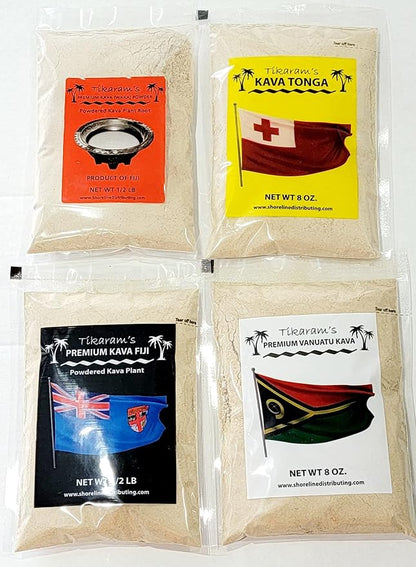 Tikaram's Kava Kava - Premium Fiji Waka (Nobel Lateral Root Kava Powder) 1/2 Pound (8oz) - Fiji Market Wholesale, 8oz (1/2 Pound)