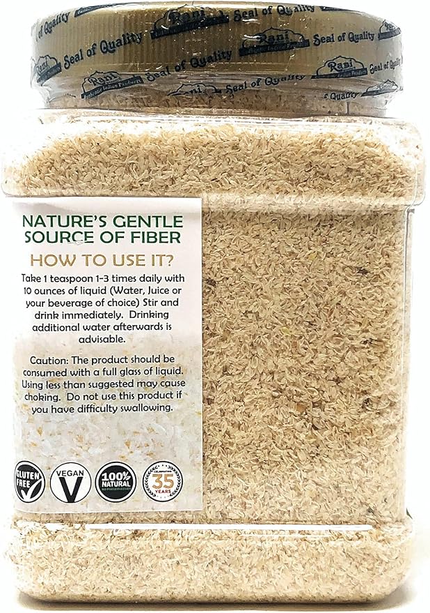 Rani Organics Psyllium Whole Husk Powder (Isabgol), Dietary Fiber Supplement, USDA Organic 9.8oz (280g) PET Jar ~ All Natural | Vegan | Gluten Friendly | Non-GMO | Indian Origin