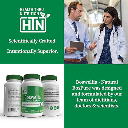 Health Thru Nutrition Boswellia 300mg 180 Capsules as Bospure AKBAMAX | High Potency 75% Boswellic Acids 10% AKBA | Healthy Inflammatory Support | Vegan Certified | Non-GMO Gluten Free Soy Free