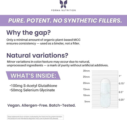 Advanced L-Glutathione Complex 100 mg S‑Acetyl‑L‑Glutathione Plus 50 mcg Selenium – Antioxidant, Detox, Liver & Immune Support – 90 Vegan Capsules, Non‑GMO, Gluten Free