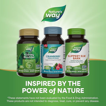 Nature's Way Premium Blend Cranberry, Urinary Tract Health Support*, with 100% Cranberry Concentrate, 400 mg Per Serving, 60 Capsules (Packaging May Vary)