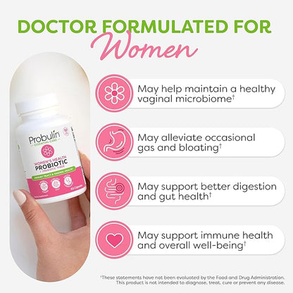 Probulin Women’s Probiotics, Daily Vaginal, Gut and Immune Health Supplement Capsules, 20 Billion CFU, 12 Probiotic Strains, Vegan, 60 Count Bottle