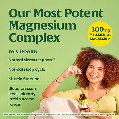 MegaFood Magnesium 300 mg - Highly Absorbable Blend of Magnesium Glycinate, Citrate & Malate to Help Support Heart, Nerve Health & Relaxation - 60 Capsules (30 Servings)