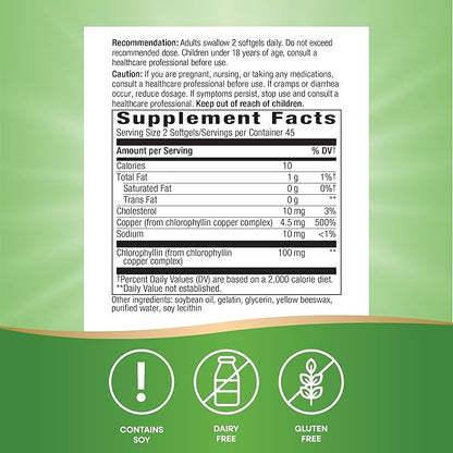 Nature’s Way Chlorofresh Chlorophyll Concentrate, Supports Detox Pathways*, Chlorophyllin Copper Complex, Supports Healthy Skin*, Internal Deodorant*, 90 Softgels