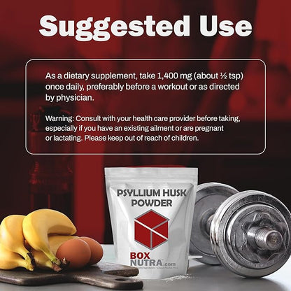 BoxNutra Psyllium Husk Powder - Bulk-Forming Laxative - Promotes Regular Bowel Movements - Improves Digestion, 500g