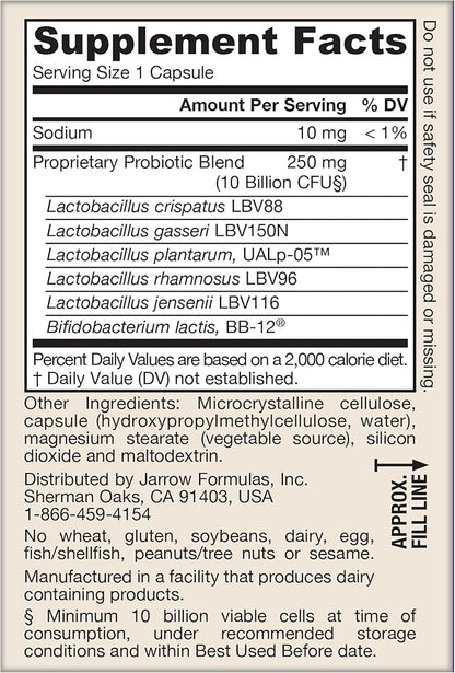 Jarrow Formulas Fem Dophilus Probiotics for Women - 10 Billion CFU, Female Vaginal Probiotics, Vaginal, Urinary Tract and Digestive Support, 30 Capsules