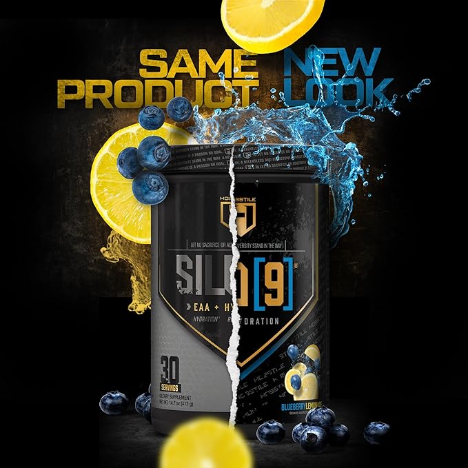 HOSSTILE SILO[9] Essential Amino Acids, EAA & BCAA Powder, Electrolyte Hydration Support, Enhance Muscle Recovery, Build Lean Muscle, Pre or Post Workout Drink, Blueberry Lemonade, 30 Servings